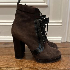 Marc by Marc Jacobs brown suede and leather laced-up booties size W 37 (US 6.5)